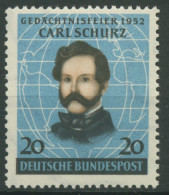 Bund 1952 Carl Schurz, 100. Jahrestag Der Landung In Amerika 155 Postfrisch - Nuovi