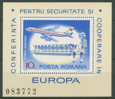 Rumänien 1977 KSZE Belgrad Düsenflugzeug Block 143 Postfrisch (C63331) - Blocks & Sheetlets