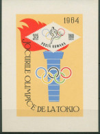 Rumänien 1964 Olympische Spiele Tokio Fackel Block 58 Ohne Gummierung (C92131) - Blocks & Kleinbögen