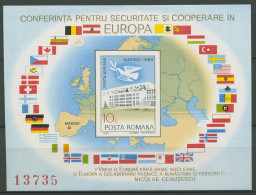 Rumänien 1983 KSZE Konferenz Madrid Friedenstaube Block 196 Postfrisch (C91994) - Blocks & Kleinbögen