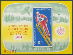 Rumänien 1984 Olympia Sarajevo Skispringen Block 199 Postfrisch (C91993) - Blocks & Kleinbögen
