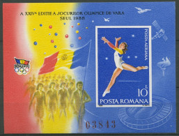 Rumänien 1988 Olympische Sommerspiele Seoul Turnen Block 247 Postfrisch (C93087) - Blocks & Sheetlets