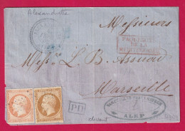 N°13 16 PC 3766 ALEXANDRETTE SYRIE CAD TYPE 22 POSTEE A ALEP LETTRE INCOMPLETE INDICE 19 BFE - 1849-1876: Periodo Classico