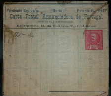 PARTICULAR - D.CARLOS I - CARTA ANNUNCIADORA DE PORTUGAL - Interi Postali