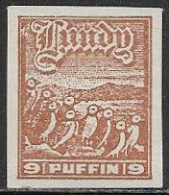 LUNDY ISLAND 9 Puffins Definitive Imperforated Mint No Gum [D8/1] - Emissions Locales