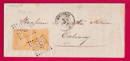 N°13 JAUNE CITRON PAIRE PC 2721 ROMORANTIN LOIR ET CHER POUR VALENCAY LETTRE COTE TP 200€ SUR LETTRE - 1849-1876: Klassik