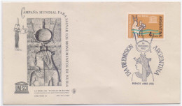 Saving Monuments Of Nubia, Abu Simbel Temple, Egyptology Pharaon, Pharaoh, Mythology, UNESCO, Argentina FDC 1963 - Aegyptologie