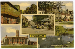 HORSHAM : MULTIVIEW - CHRIST'S HOSPITAL, DINING HALL / THE CARFAX AND G.P.O. / BANDSTAND - Autres & Non Classés