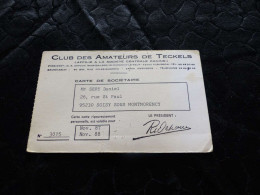 VP-262 , Carte De Sociétaire , Club Des Amateurs De Teckels  ,  1987-88 - Tessere Associative