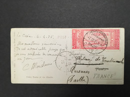 EGYPT -  1925 - Postcard Sent To France - Franking With Stamp Of Geography Intern Congress With Associated Cancellation - Briefe U. Dokumente