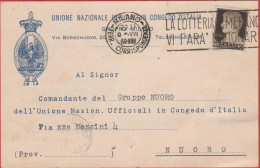 ITALIA - Storia Postale Regno - 1939 - 10c Imperiale (isolato) - Cartolina - Unione Nazionale Ufficiali In Congedo D'Ita - Marcophilia