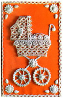 Sinceres Félicitations Pour Heureux Evenement Naissance Landau  Orange Carte Vierge TBE - Naissance