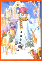 CP NOEL  Bonhomme De Neige Lapin Ecureuil Mouton Carte Vierge TBE - Autres & Non Classés