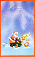 Carte JOYEUX NOEL Pere Noel Bambi Ecureuil Lapins Carte Vierge TBE - Other & Unclassified