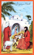 Carte JOYEUX NOEL Marie Joseph Jesus Creche Ane Moutons Carte Decoupe Depliante Carte Vierge TBE - Autres & Non Classés