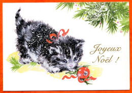 CP JOYEUX NOEL  Chat Carte Vierge TBE - Altri & Non Classificati