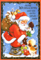 Carte JOYEUX NOEL Pere Noel Hotte Chien Jouets Frohe Weihnachten Carte Vierge TBE - Other & Unclassified