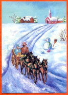 Carte NOEL Village Hiver Attelage Chevaux Carte Vierge TBE - Other & Unclassified