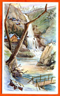 Carte Bonne Année Meilleurs Voeux  Cascade Chalet Montagne Carte Vierge TBE - Nouvel An