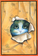 CP Illustrateur Chats Tete De Chat Carte Vierge TBE - Chats