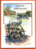 Carte Anniversaire  SPORT Volant Automobile Avec Avion Gaufrée Carte Vierge TBE - Sonstige & Ohne Zuordnung