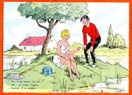 Carte Systeme Dépliant Illustrateur Chap Humour PECHE Sport Poissons Femme TBE Appats Ou Pas Appats ? - Humour