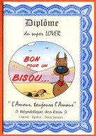 Carte DIPLOME DU SUPER LOVER République Des Eros Lucky Luke Carte Vierge TBE - Humour