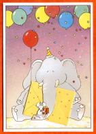CP Découpe Enveloppe éléphant Souris Ballons Fete Carte Vierge TBE - Autres & Non Classés