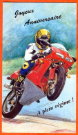 CP Joyeux Anniversaire  Sport Moto A Plein Regime Carte Vierge TBE - Motorcycle Sport