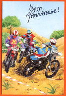 CP Bon Anniversaire Sport Moto 3 Motos Carte Vierge TBE - Motorcycle Sport