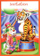 Carte Invitation Cirque Clown Tigre  Carte Vierge TBE - Andere & Zonder Classificatie