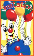 Carte Invitation Clown Ballons Carte Vierge TBE - Other & Unclassified