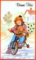 Bonne Fete Enfant Fille à Vélo Carte Vierge TBE - Contemporary (from 1950)