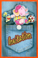 Carte Invitation Elephant Ballon + Enveloppe - Autres & Non Classés