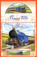 CP Bonne Fete Train Locomotive Carte Vierge TBE - Trains