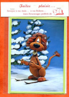 Série TV TF1  LOEKI Le Petit Lion  Au Ski Carte Gaufrée Relief  Personnage - Séries TV