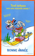 Carte Bonne Année Disney DINGO Humour Ski Carte Vierge TBE - Sonstige & Ohne Zuordnung