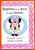Carte DIPLOME DE LA SOEUR LA PLUS GENTILLE Disney Carte Vierge TBE - Andere & Zonder Classificatie