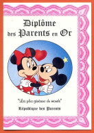 Carte DIPLOME DES PARENTS EN OR  Disney Carte Vierge TBE - Other & Unclassified
