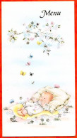 Carte Naissance Menu Bébé Lit Fleurs Papillons Carte Vierge TBE - Nacimientos