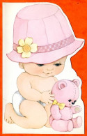 Carte Naissance Bébé Chapeau Et Peluche Carte Vierge TBE - Naissance