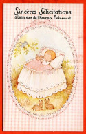 Sinceres Félicitations Pour Heureux Evenement Naissance Bébé Lit  Lapins Oiseau écureuil Fille Carte Vierge TBE - Geburt