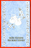 Sinceres Félicitations Pour Heureux Evenement Naissance Chaussons Fleurs Garçon Bleu Carte Vierge TBE - Geburt