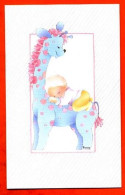 Carte Avis De Naissance Faire Part Bébé Sur Girafe Carte Vierge TBE - Naissance