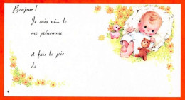 Carte Avis De Naissance Faire Part Bébé Fleurs Peluche Canard Carte Vierge TBE - Geburt