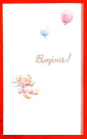Carte Avis De Naissance Faire Part Nounours Ballons Carte Vierge TBE - Birth