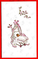 Carte Avis De Naissance Faire Part Bébé Landau Fleurs Fille Carte Vierge TBE - Naissance