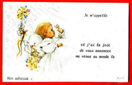 Carte Avis De Naissance Faire Part Bébé Lit Avec Fleurs Je M'appelle Gaufrée Carte Vierge TBE - Geboorte