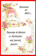 Carte Naissance Sincères Félicitations Bienvenue Au  Bébé !  Lit Fleurs Carte Vierge TBE - Birth