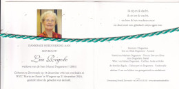 Lia Rigole-Degeetere, Zwevezele 1913, Wingene 2016. Honderdjarige. Foto - Décès
